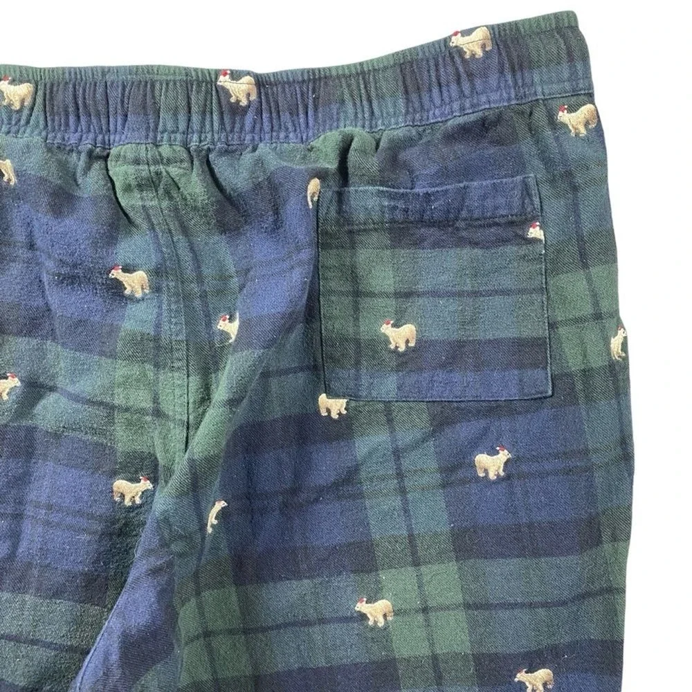 J Crew Mens XL Polar Bear Pajama Pants Plaid Flannel Christmas Embroidered